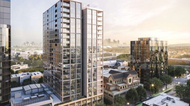 A new 21-storey tower (centre) is being recommended for approval at 627 Chapel St, South Yarra. Picture: Excerpt from planning documents.