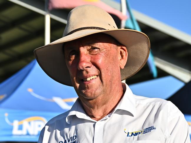 LNP David Kempton greets voters at the Mareeba State School Polling Booth on Saturday afternoon. Picture Emily Barker.