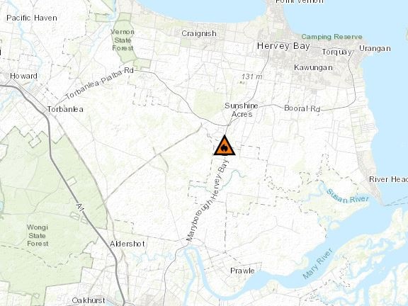 There are concerns a large bushfire between Maryborough and Hervey Bay could get worse over the next several hours, with residents being told to prepare for potential action.