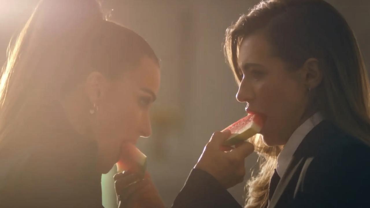 Another seductive moment from the video. Picture: YouTube