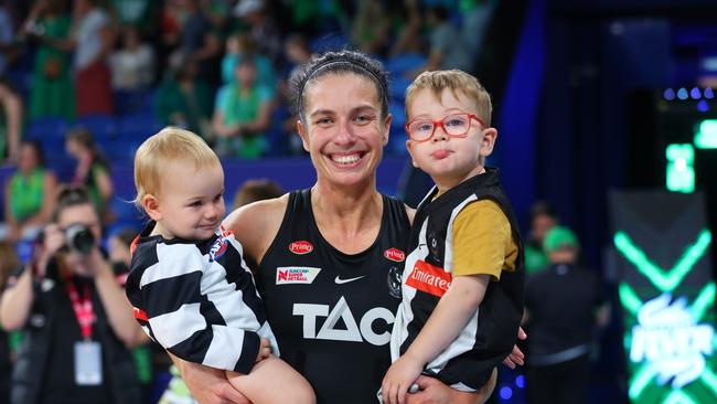 Setting things up for future generations: Magpies star Ash Brazill with her children. Picture: Getty