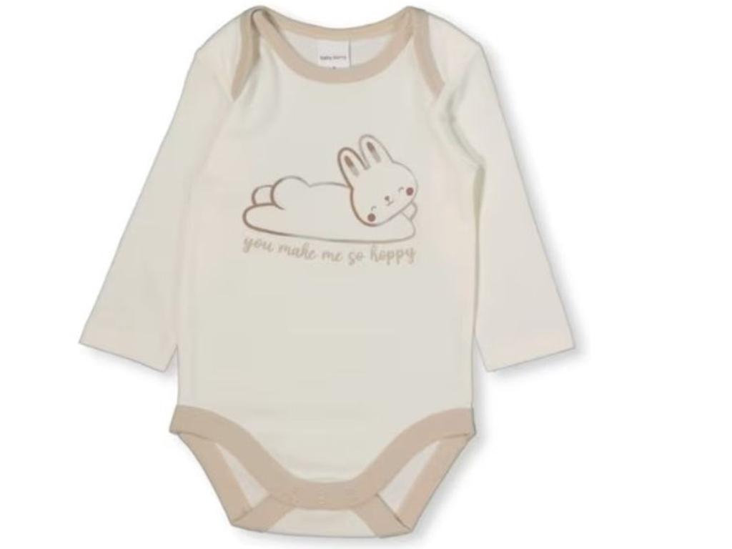 This Baby Long Sleeve Cotton Interlock Bodysuit is perfect for Easter, especially at just $5. Picture: Best &amp; Less