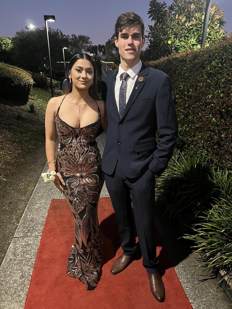 Mia Shadbolt and Carter Lawson ready for the Year 12 Chisholm Catholic College Formal at Victoria Park Marquee.