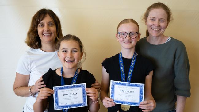 Piper Cracknell and Alice Francis won first place in the string duet (10 years and under) at the Gympie Eisteddfod. August 1, 2023. Picture: Christine Schindler