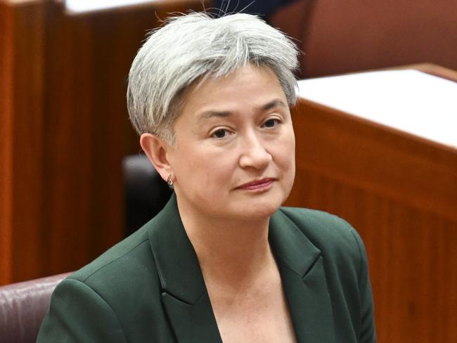 CANBERRA, AUSTRALIA  - NewsWire Photos - November 27, 2024: Senator Penny Wong during Question Time in the Senate at Parliament House in Canberra. Picture: NewsWire / Martin Ollman