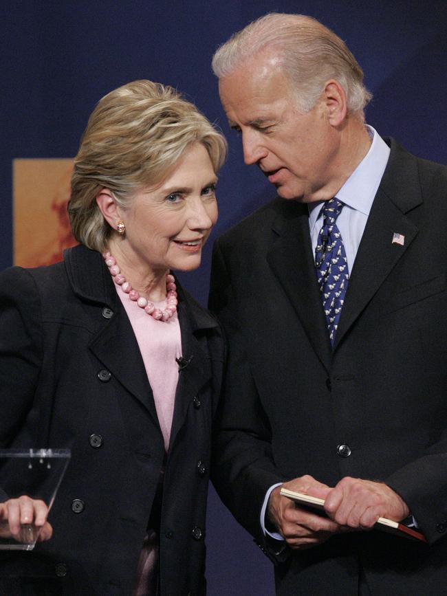 Clinton and Biden squared off in the Democratic presidential primary debates in 2007. Picture: AP Photo