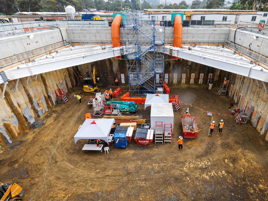 Works underway on the Suburban Rail Loop at Burwood. Picture: Mark Stewart