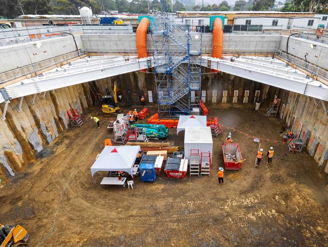 Works underway on the Suburban Rail Loop at Burwood. Picture: Mark Stewart