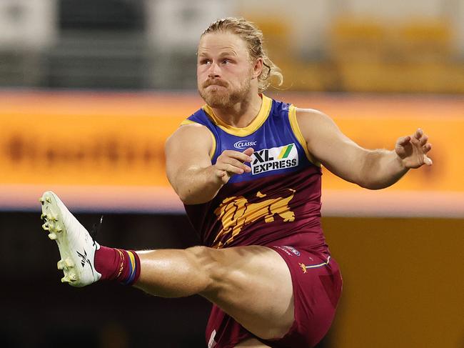 AFL Round 10. Brisbane vs Western Bulldogs at the Gabba, Brisbane.  08/08/2020.  Daniel Rich of the Lions   . Pic: Michael Klein