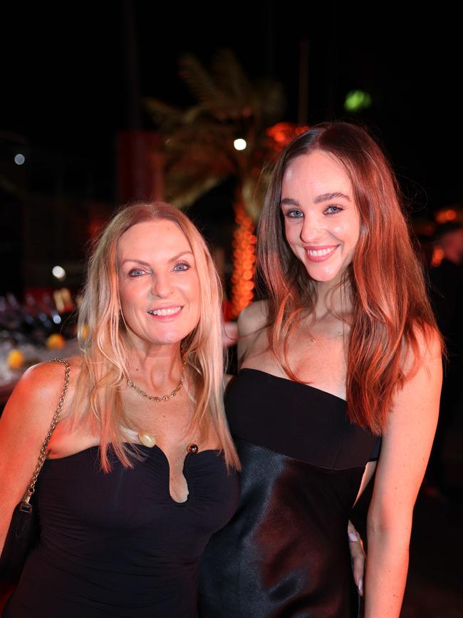 Bernadette Howard and Jessica Howard at the Supercars GC500 Party Under Palms on Pit Lane for Gold Coast at Large. Picture, Portia Large.
