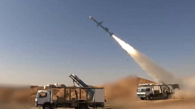 Iran's Revolutionary Guard Corps test launches the Ghadr-380 cruise missile in an undisclosed location in Iran. Picture: IRGC/AFP.