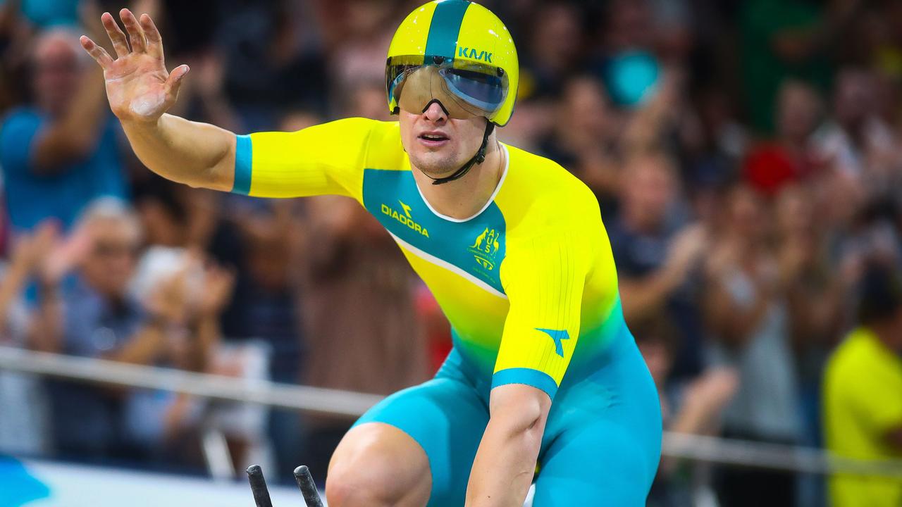 Matt Glaetzer reacts after winning the gold medal in the men's 1000m time trial.