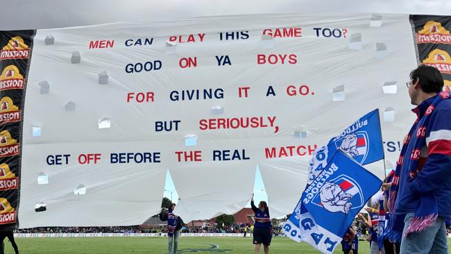 The Western Bulldogs' banner for their JLT Community Series game against Melbourne.