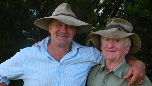 Mountain men: Farmer, community leader and Snowy 2.0 relations manager Dean Lynch with his dad, Keith.