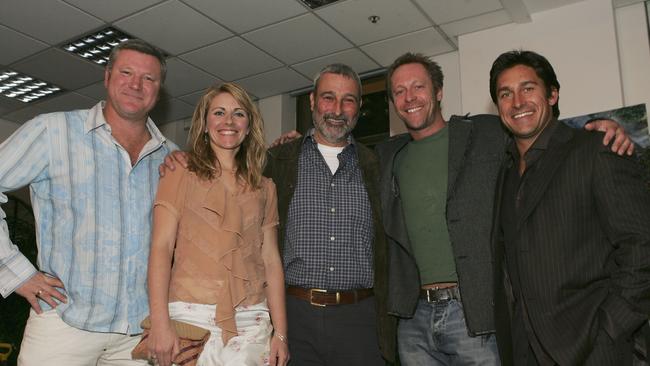 The Backyard Blitz team, (from left) Scott Cam, Jody Rigby, Don Burke, Nigel Ruck and Jamie Durie, in 2004. Photo: Getty Images