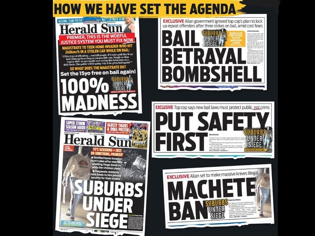 How the Herald Sun has covered Victoria’s crime crisis.