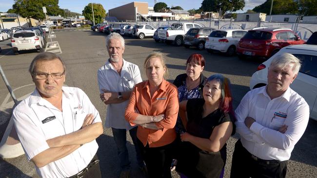 Caboolture CBD traders who are angry after council closed a section of carpark, along Matthew Terrace and James Street, fearing a loss of custom. Picture: Bradley Cooper