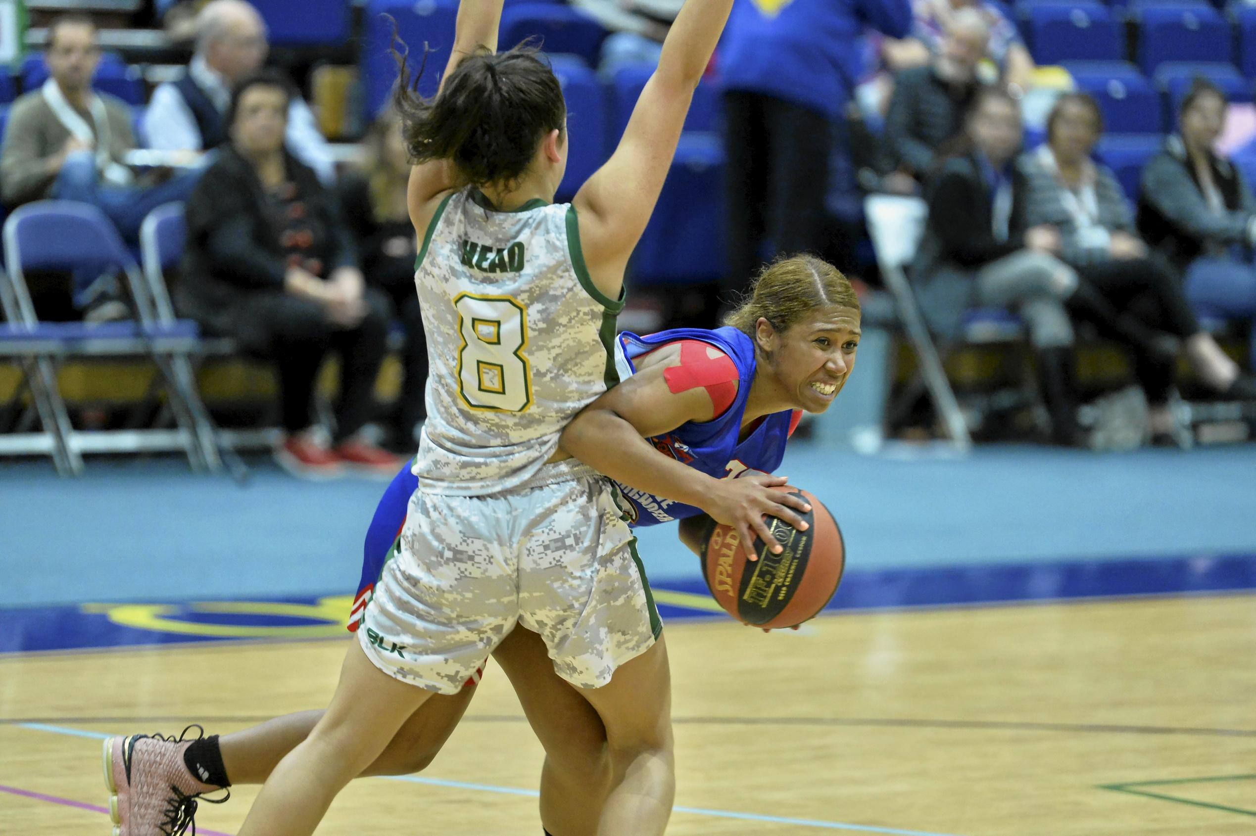 Despena Dickerson of Toowoomba Mountaineers against Ipswich Force in QBL women round seven basketball at USQ's Clive Berghofer Recreation Centre, Saturday, June 9, 2018. Picture: Kevin Farmer