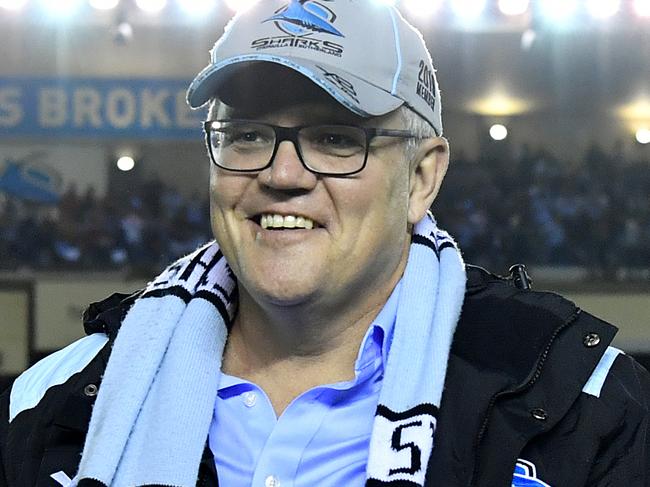 Prime Minister Scott Morrison seen during the Round 22 NRL match between the Cronulla Sharks and the St George Illawarra Dragons at Pointsbet Stadium in Sydney, Sunday, August 18, 2019. (AAP Image/Joel Carrett) NO ARCHIVING, EDITORIAL USE ONLY