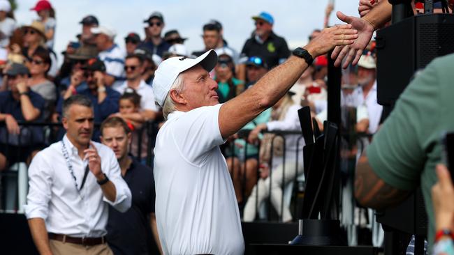 Greg Norman meets fans in Adelaide. Picture: NCA NewsWire / Kelly Barnes