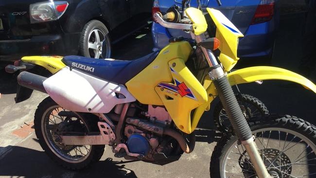 A court heard Tighe allegedly paid $300 for the Suzuki motorbike. Picture: NSW Police