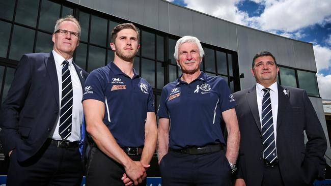 Carlton powerbrokers Steven Trigg, Marc Murphy, Mick Malthouse and Mark LoGiudice in 2014. Picture: Mark Stewart