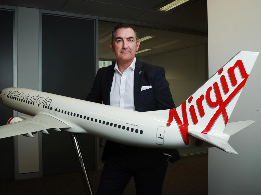 Virgin Australia CEO Paul Scurrah following a press conference to announce the airline was entering voluntary administration. Picture: John Feder/The Australian