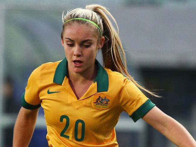 OSAKA, JAPAN - MARCH 02: Ellie Carpenter of Australia in action during the AFC Women's Olympic Final Qualification Round match between Australia and Vietnam at Yanmar Stadium Nagai on March 2, 2016 in Osaka, Japan. (Photo by Koji Watanabe/Getty Images)