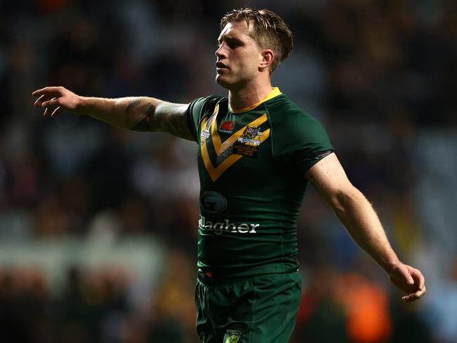 Cameron Munster in action for the Kangaroos at the Rugby League World Cup. Picture: Michael Steele/Getty Images