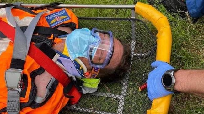 Stu Battle was trapped under an overturned mower for hours following an accident at his Wollombi property. Picture: Supplied.