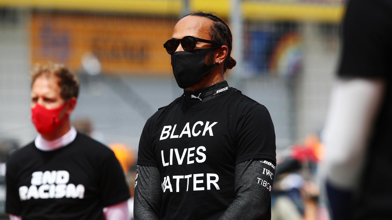 Lewis Hamilton was joined in taking a knee by the majority of his fellow drivers ahead of F1’s second race of the season.