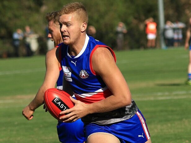 Ryley McKernan in action for South Croydon on Anzac Day. Picture: Davis Harrigan