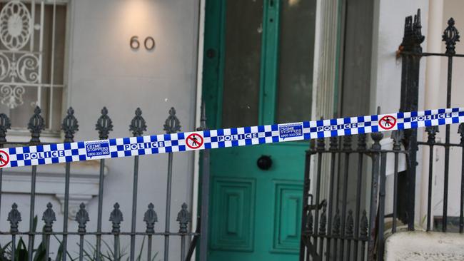 A view of Jessie Bairds home in Paddington after police set up a crime scene. Picture: NCA NewsWire / Gaye Gerard