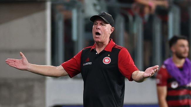 SYDNEY, AUSTRALIA - DECEMBER 14: Wanderers head coach Alen Stajcic reacts during the round eight A-League Men match between Western Sydney Wanderers and Brisbane Roar at CommBank Stadium, on December 14, 2024, in Sydney, Australia. (Photo by Cameron Spencer/Getty Images)