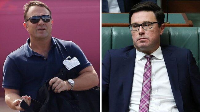 Former Australian cricketer Michael Slater and Nationals deputy leader David Littleproud. Pictures: File