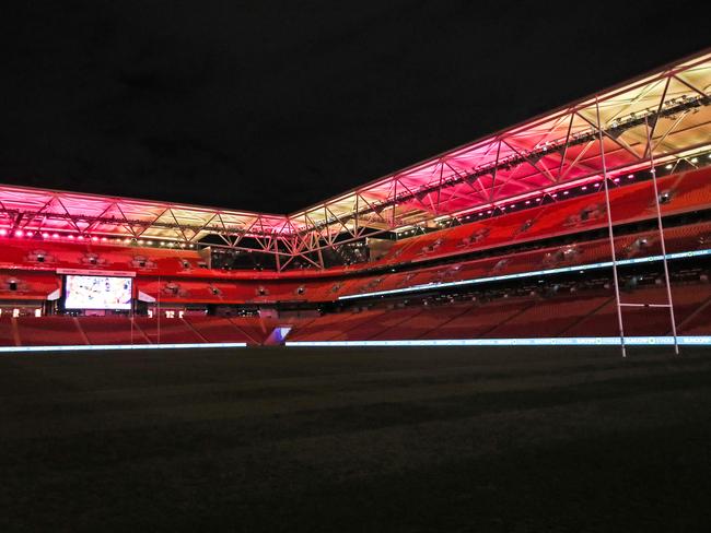 Suncorp Stadium will light up with a new LED lighting system for the finals. Picture: Zak Simmonds