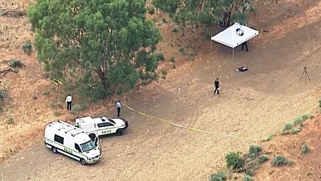 The site of what police believe is a shallow grave in the Flinders Ranges, north of Hawker. Picture: Nine News