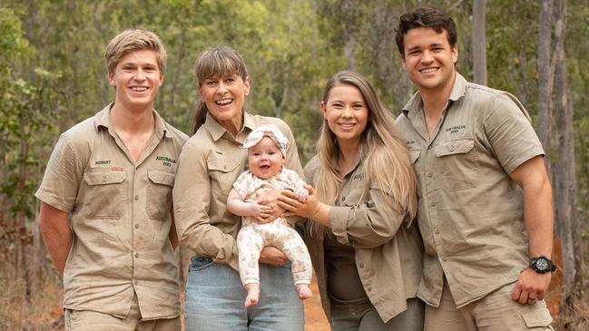 Robert and Terri Irwin with Chandler Powell and Bindi Irwin with there daughter Grace Irwin-Powell