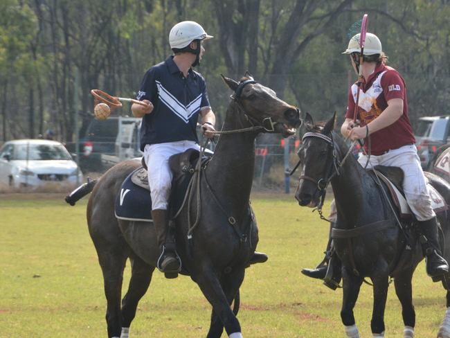 Polocrosse action at the Australian Polocrosse Nationals tournament held in Chinchilla on June 28, 2024.