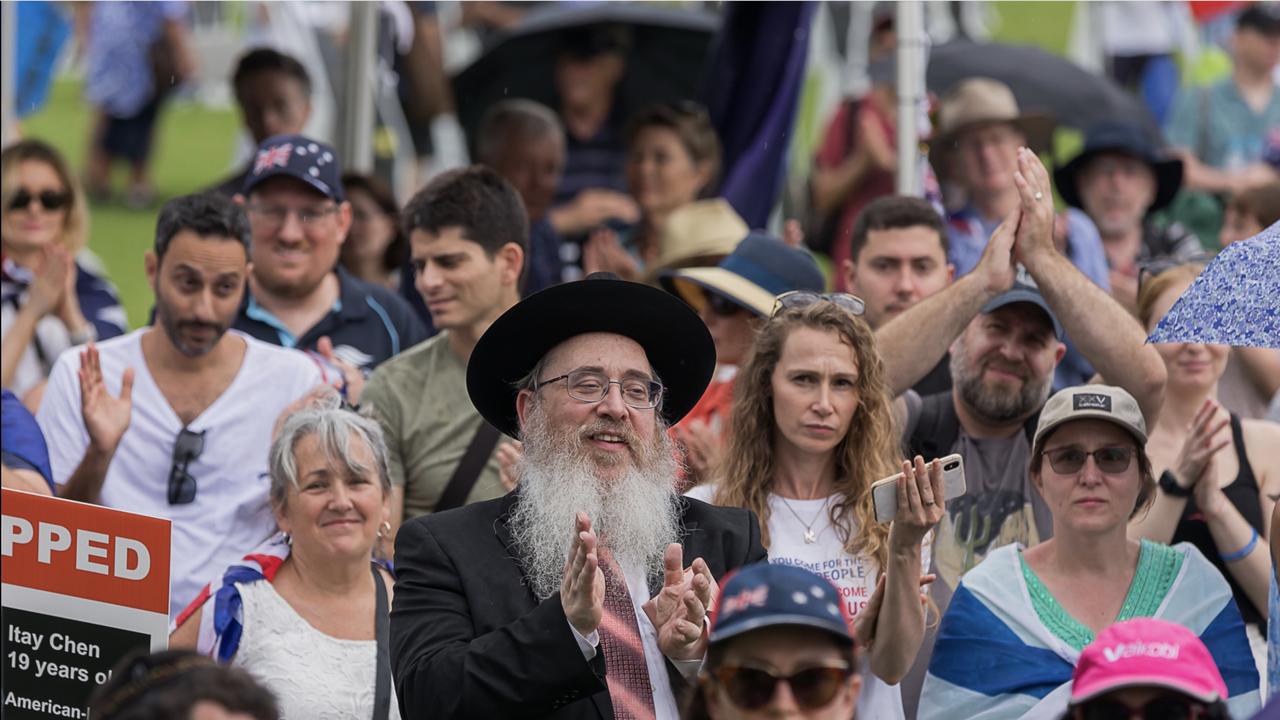 Some of the 12,000 crowd at the Never Again is Now rally in Sydney.