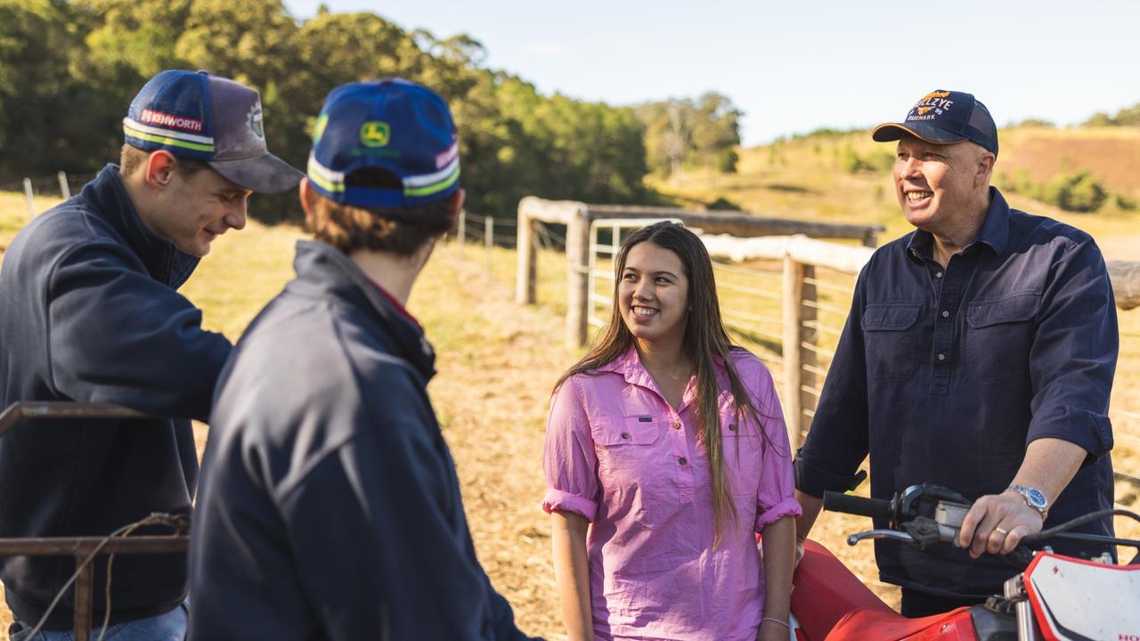 Peter Dutton at home with his children Harry, Tom and Rebecca