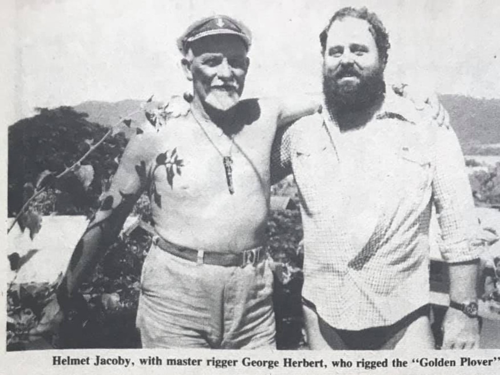 Helmet Jacoby with master rigger George Herbert who rigged the Golden Plover. Photo: Proserpine Museum