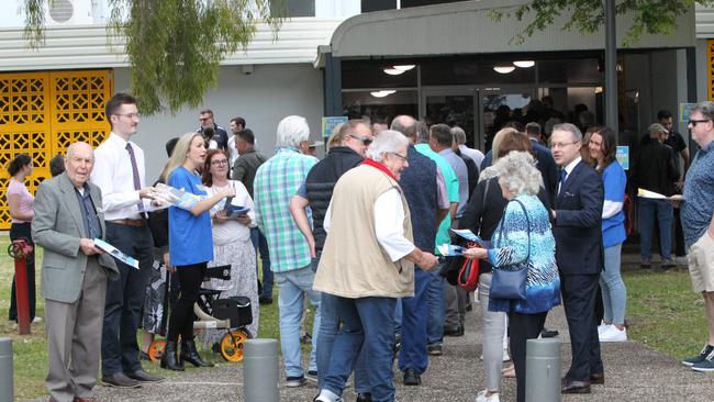 Party members coming in before the vote. Picture Mike Batterham