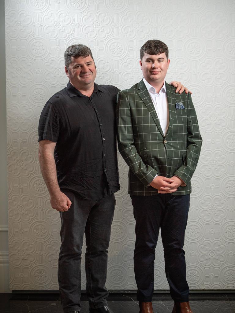 Dean and Archie Lowday at the Nelson Park school graduation 2022. Picture: Brad Fleet