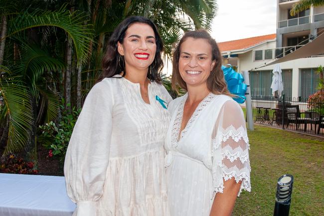 Emily Reeves-Saunders and Rebecca Bearham at Mantra Mackay for a Touch of Teal Soiree Trudy Crowley Foundation fundraising event 2022 Picture: Michaela Harlow