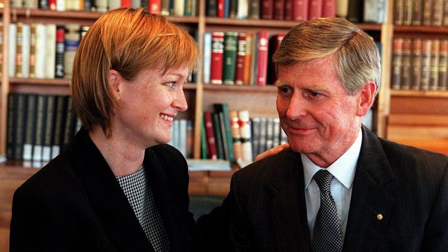 Justice Gleeson with her father, Murray Gleeson, in 1998.