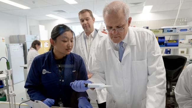 Scott Morrison tours healthtech Planet Innovation at Box Hill in Melbourne’s east on Thursday. Picture: Andrew Henshaw