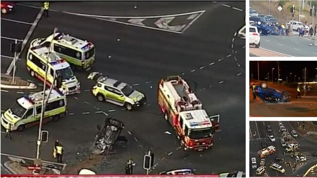 The scene of the fatal crash. Pictures: 7 News, Nine News and Judith Kerr