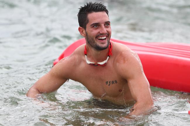 GOLD COAST, AUSTRALIA - JANUARY 23: Brayden Fiorini during a Gold Coast Suns AFL training session at Palm Beach Parklands on January 23, 2020 in Gold Coast, Australia. (Photo by Chris Hyde/Getty Images)
