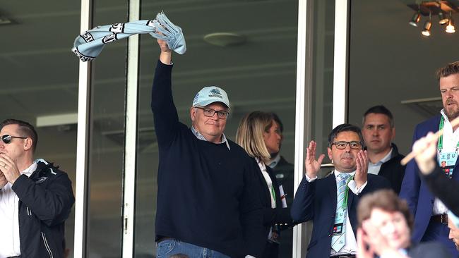 Prime Minister Scott Morrison at Kogarah Oval for last weekend’s Cronulla-Penrith game. Picture: Phil Hillyard